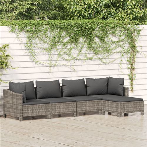 Non Communiqué Gris Salon De Jardin Modulable Vidaxl 5 Personnes Resine Tressee 63 X 63 X 55.5 Cm 5 Pieces