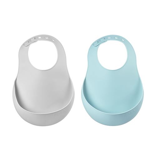 BEABA Lot de 2 bavoirs silicone green/Grey Airy Green