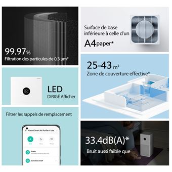 Purificateur d'air Xiaomi Mijia 4 Lite Intelligent OLED écran tactile filtre à air générateur d'ozone filtre HEPA PM 2.5