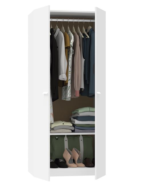 Pegane - Armoire placard / meuble de rangement coloris blanc - Hauteur 180  x Longueur 60 x Profondeur 35.6 cm - Armoire - Rue du Commerce