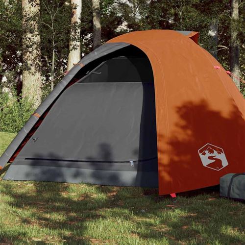 vidaXL Tente de camping à dôme 4 personnes gris et orange imperméable