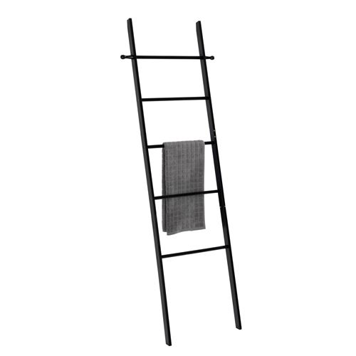 Wenko - Echelle porte-serviette design bambou Suri - L. 43 x H. 170 cm - Noir - Suri