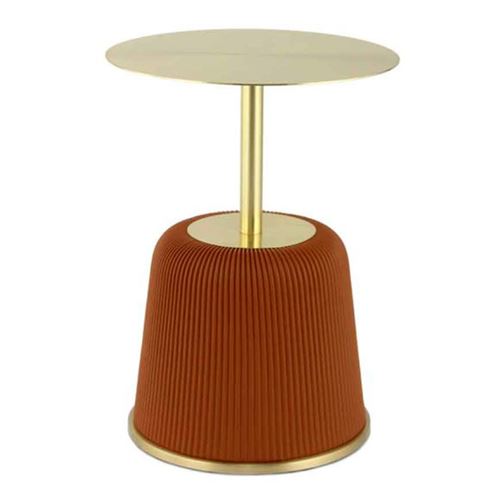 Non Communiqué Marron Table D'appoint Design "Jokai" 60Cm Cognac & Or