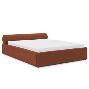 Billy - lit coffre - 160x200 cm - en tissu texturé - sommier inclus - Terracotta - 1