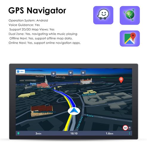 Pour Fiat 500 (Noir) 7  Écran Tactile Android Autoradio GPS Navigation  Carplay