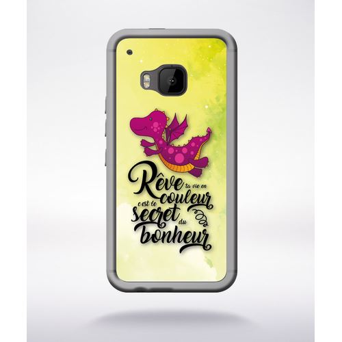 Coque Dragon Mauve Fond Orange 01 Compatible Htc One M9 Transparent