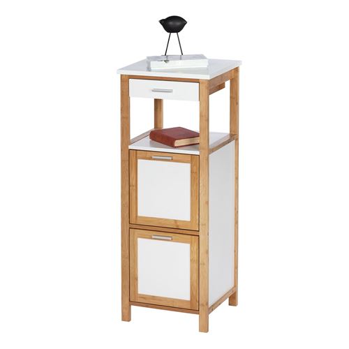Etagère de salle de bain scandinave Finja - L. 34 x H. 89 cm - Blanc