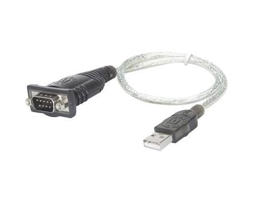 Adaptateur USB 1.1 Manhattan 205146 - [1x USB 1.1 type A mâle - 1x SUB-D mâle 9 pôles] - 45.00 cm - gris contacts dorés