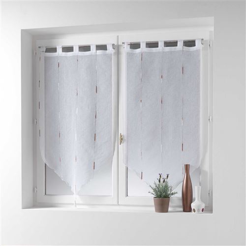 Paire pompon passants 2 x 45 x 160 cm voile sable fils chenille chenilla Naturel Douceur d'Intérieur