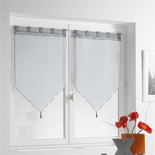Paire pompon passants 2 x 90 x 160 cm voile sable lissea Gris