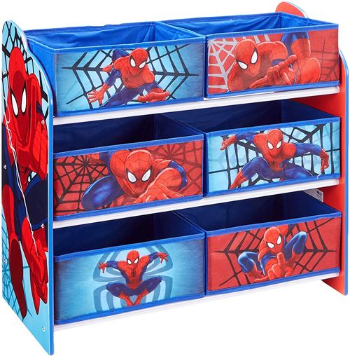 SPIDERMAN - Meuble de rangement pour chambre d'enfant avec 6 bacs