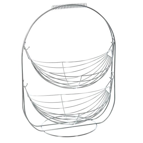 Secret de gourmet Corbeille À Fruits Double - H. 45 Cm - Argent