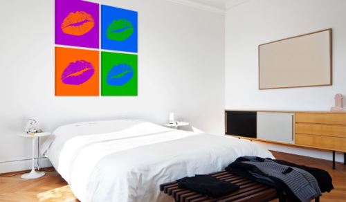 Tableau - Baisers: Pop art .Taille : 60x60