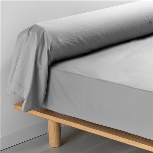 Taie de traversin 85 x 185 cm percale uni 78 fils percaline +p. bourdon Gris