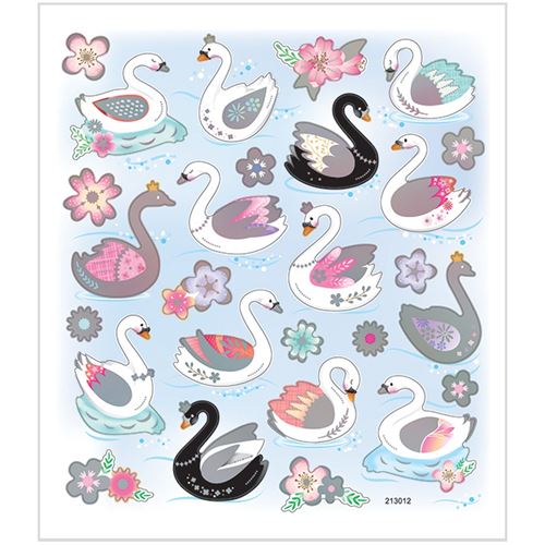 Creotime feuille autocollante en forme de cygne 16,5 x 15 cm 28 pièces