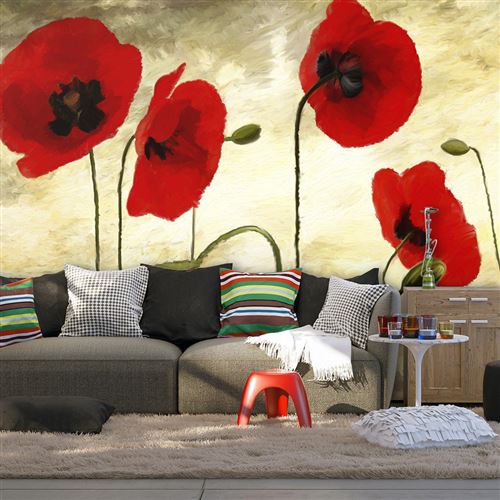 papier peint - coquelicots peints à l'acrylique - artgeist - 300x231