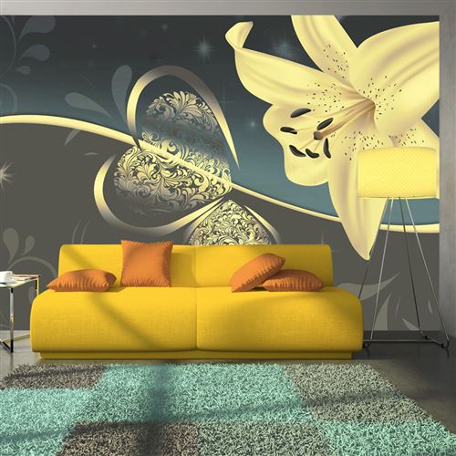 Papier peint Lily in shades of gray-Taille L 400 x H 280 cm