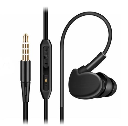 Ecouteurs Sport pour LENOVO K5 Smartphone avec Micro et Bouton Reglage Son Kit Main Libre INTRA-AURICULAIRE Jack Universel (NOIR)