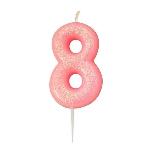 bougie rose pailletté chiffre 8