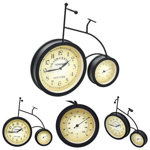 vidaXL Tuinklok met thermometer fiets vintage stijl