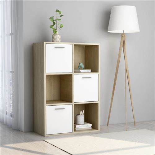 vidaXL Armoire de rangement Blanc/Chêne sonoma 60x29,5x90 cm Aggloméré