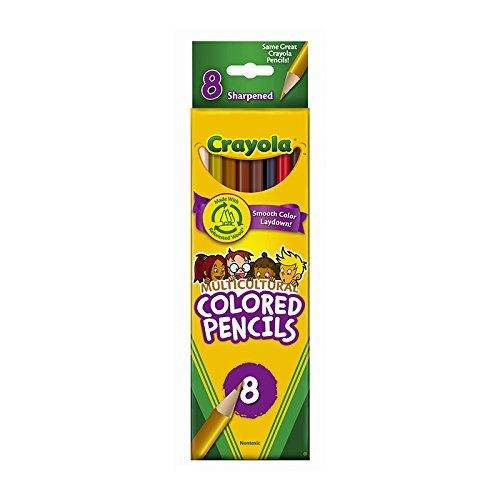 Crayons multicolores de couleur Crayola, 8 couleurs de teintes de peau assorties