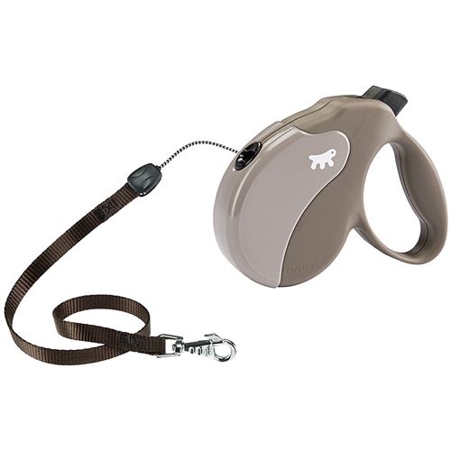 Comparer les prix de Laisse rétractable pour chiens AMIGO CORD SMALL, cordon rétractable, 5 mètres, max 15 kg, Taupe