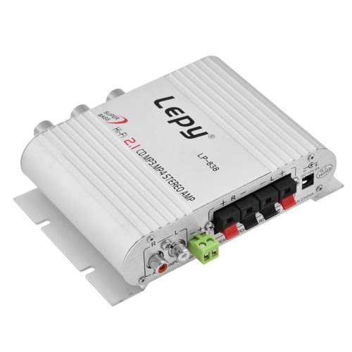 LP-838 Mini amplificateur de puissance audio stéréo pour auto, basse stéréo 2.1, amplificateur numérique, argent