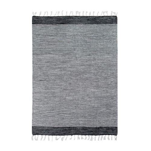 tapis terra - 120 x 170 cm - bandes noir, gris et blanc