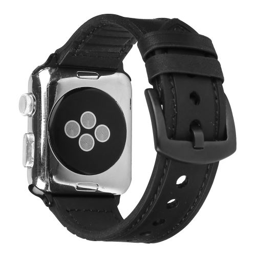 Bracelet en PU + silicone avec sangle noir pour votre Apple Watch Series 4 40mm/Series 3/2/1 38mm