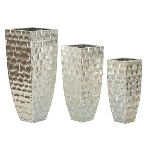 Artgeist Gris Lot De 3 Vases En Métal 90Cm Argent