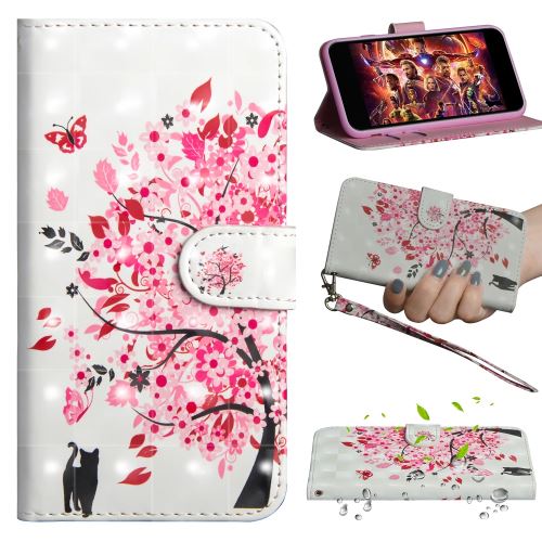 Etui en PU Décoration par points lumineux arbre fleuri pour votre Motorola Moto G7 Power