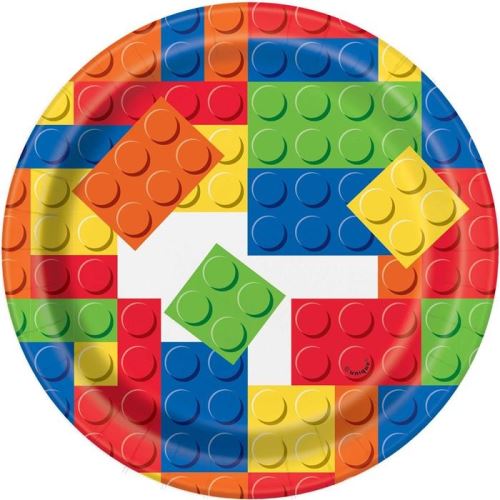 Unique tableaux de fête Building Blocks 18 cm 8 pièces multicolores