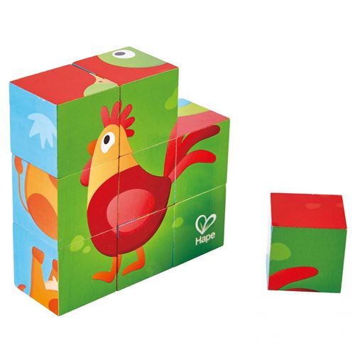 Hape casse-tête en blocs de bois Animaux de la ferme 9 pièces