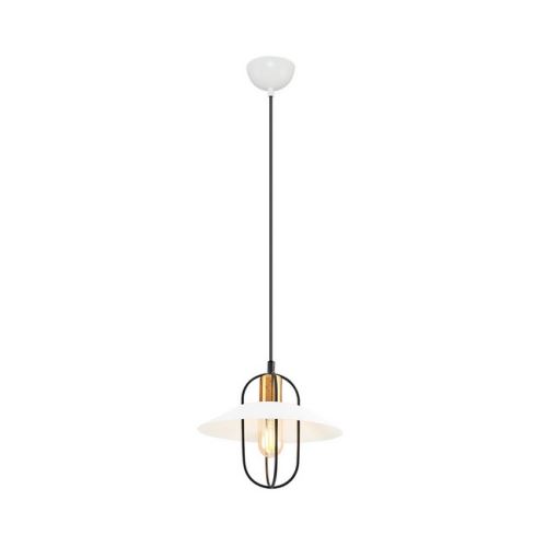 HOMEMANIA Lampe à Suspension Efesto Chandelier - de Plafond - Blanc, Noir, Or en Métal, 25 x 25 x 120 cm, 1 x E27, Max 40W
