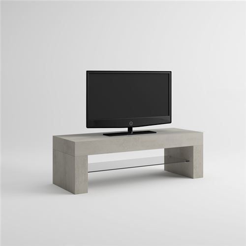 Mobilifiver Meuble Télé, Evolution, Ciment, 112 x 40 x 36 cm, Mélaminé/Verre, Made in Italy