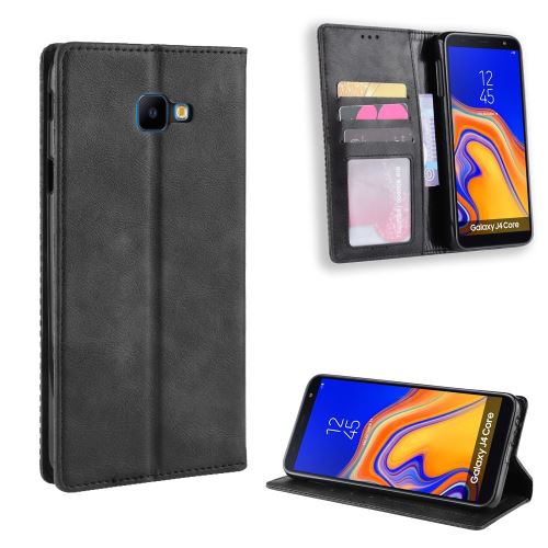Etui en PU style vintage noir pour votre Samsung Galaxy J4 Plus