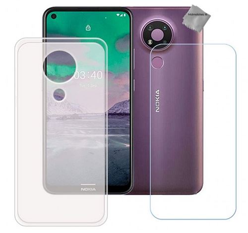 Housse etui coque pochette silicone gel fine pour Nokia 3.4 verre trempe BLANC TRANSPARENT htdmobiles Coque et etui telephone mobile a la Fnac