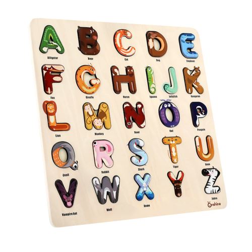 Alphabet Puzzle Plateau Puzzle en Bois Anniversaire Éducatif Jouët Garçon Fille Multicolore WEN046