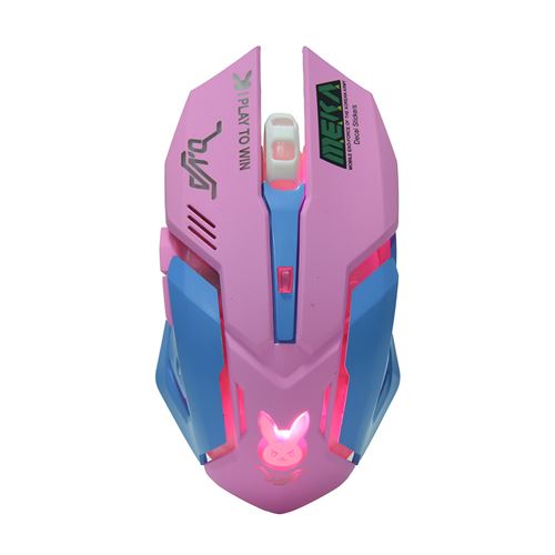 Souris de jeu sans fil Ordinateur PC de récepteur USB optique 2.4G pour ordinateur portable - Rose noir