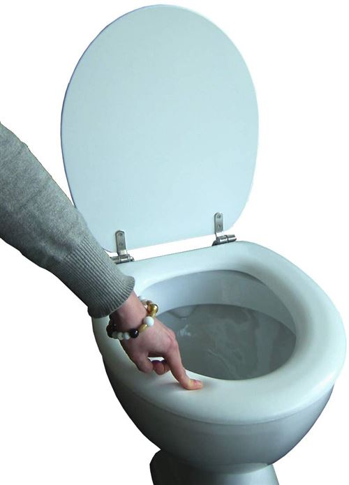 Siège de toilette rembourré blanc avec articulations en acier inoxydable
