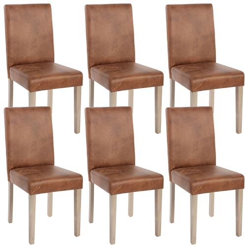 6x chaise de séjour Littau tissu, aspect daim, pieds: structure chêne