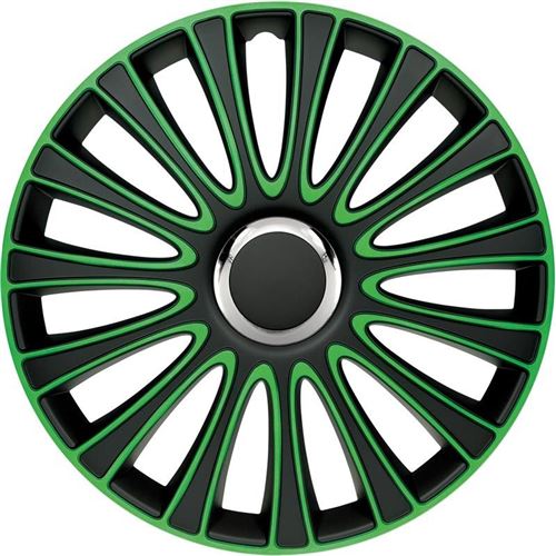 AutoStyle moyeux LeMans 14 pouces ABS noir / vert lot de 4