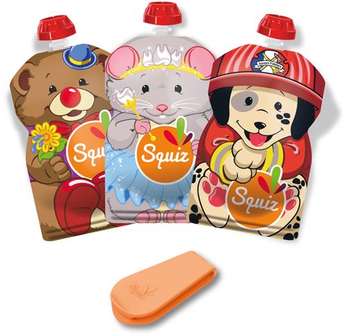Lot de 3 gourdes souples squiz smile