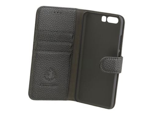 PETER JÄCKEL COMMANDER BOOK CASE ELITE - Flip cover voor mobiele telefoon - leer - zwart - voor Huawei P10