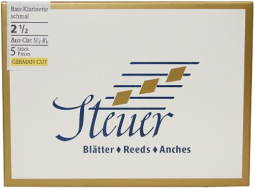 Steuer Anche Clarinette Basse Solo White Line 2 Boite de 5 anches, Coupe allemande, taille 2