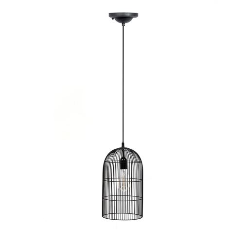 THE HOME DECO FACTORY Suspension luminaire en métal filaire Cage - Diam. 20 cm - Noir