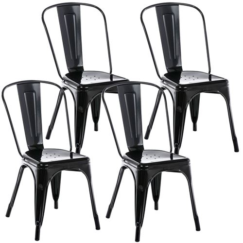 Lot de 4 chaises métalliques empilables Benedikt , Noir