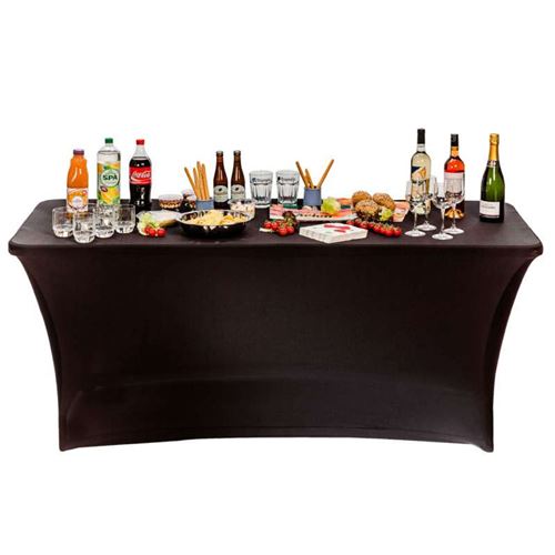 Housse nappe pour table pliante 180cm Noir