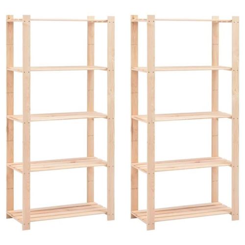 Vidaxl Marron Étagères De Stockage - 2 Pcs - Bois Massif - 80X38x170 Cm - Capacité 250 Kg - Image 1